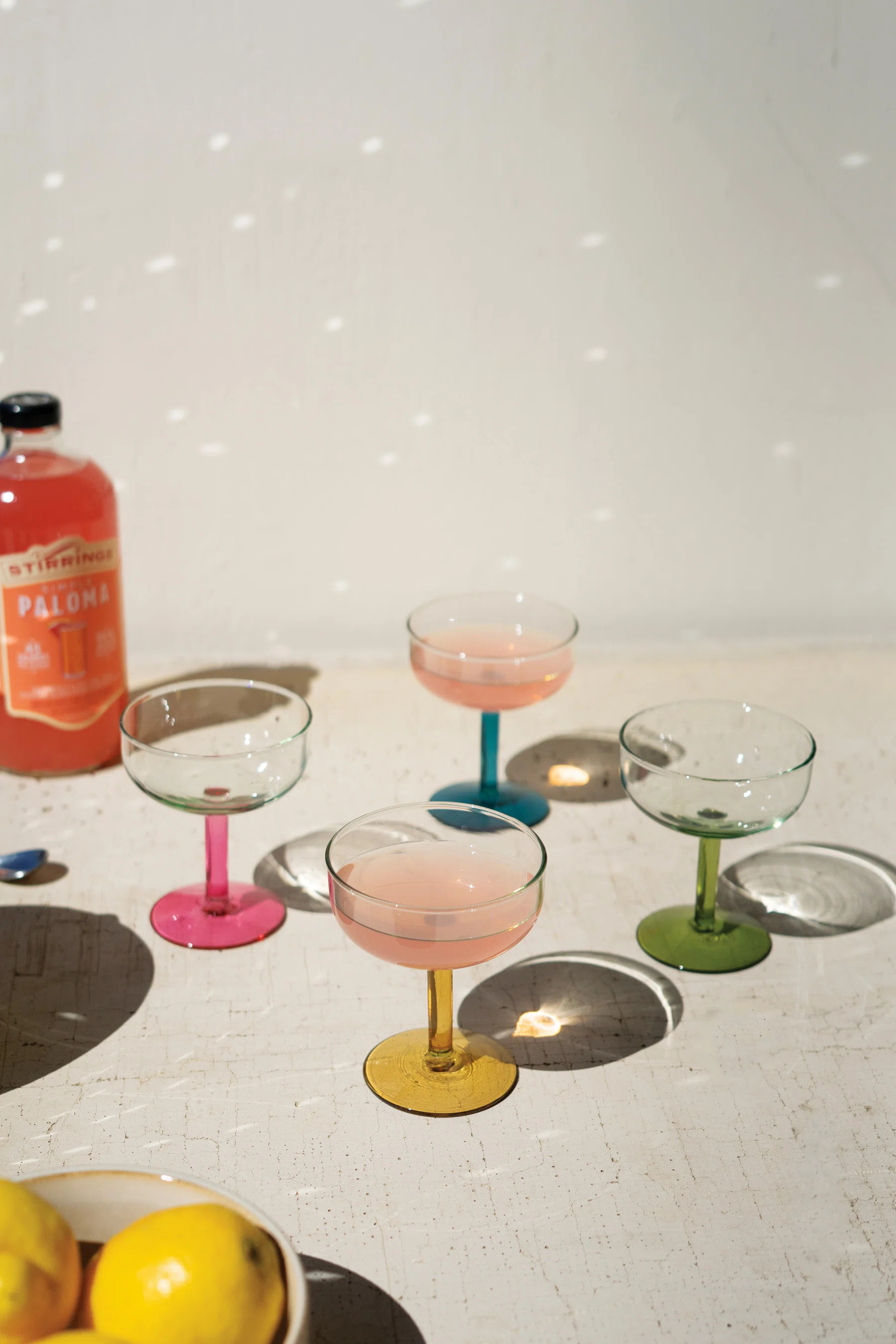 SET OF FOUR COUPE GLASSES WITH COLORED STEMS - ONE EACH | Joss & Main