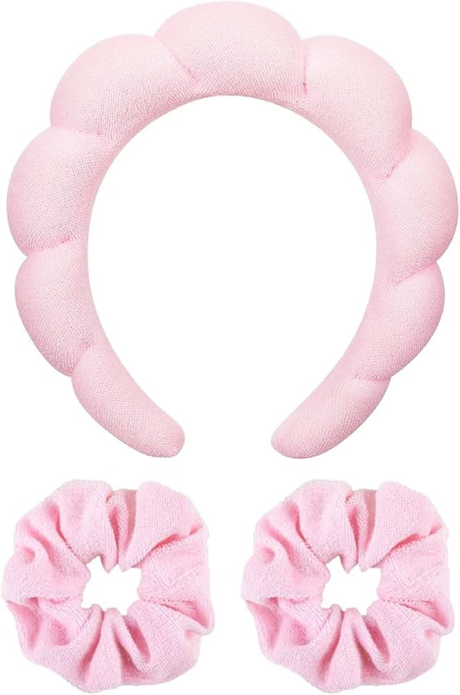TOMOLISTIC Makeup Headband 2 Scrunchies - Puffy Bubble Spa Headband - Cute and Comfortable, Absor... | Amazon (US)