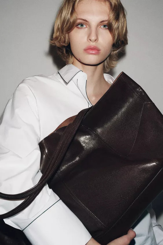 LEATHER MAXI SHOPPER BAG | Zara US