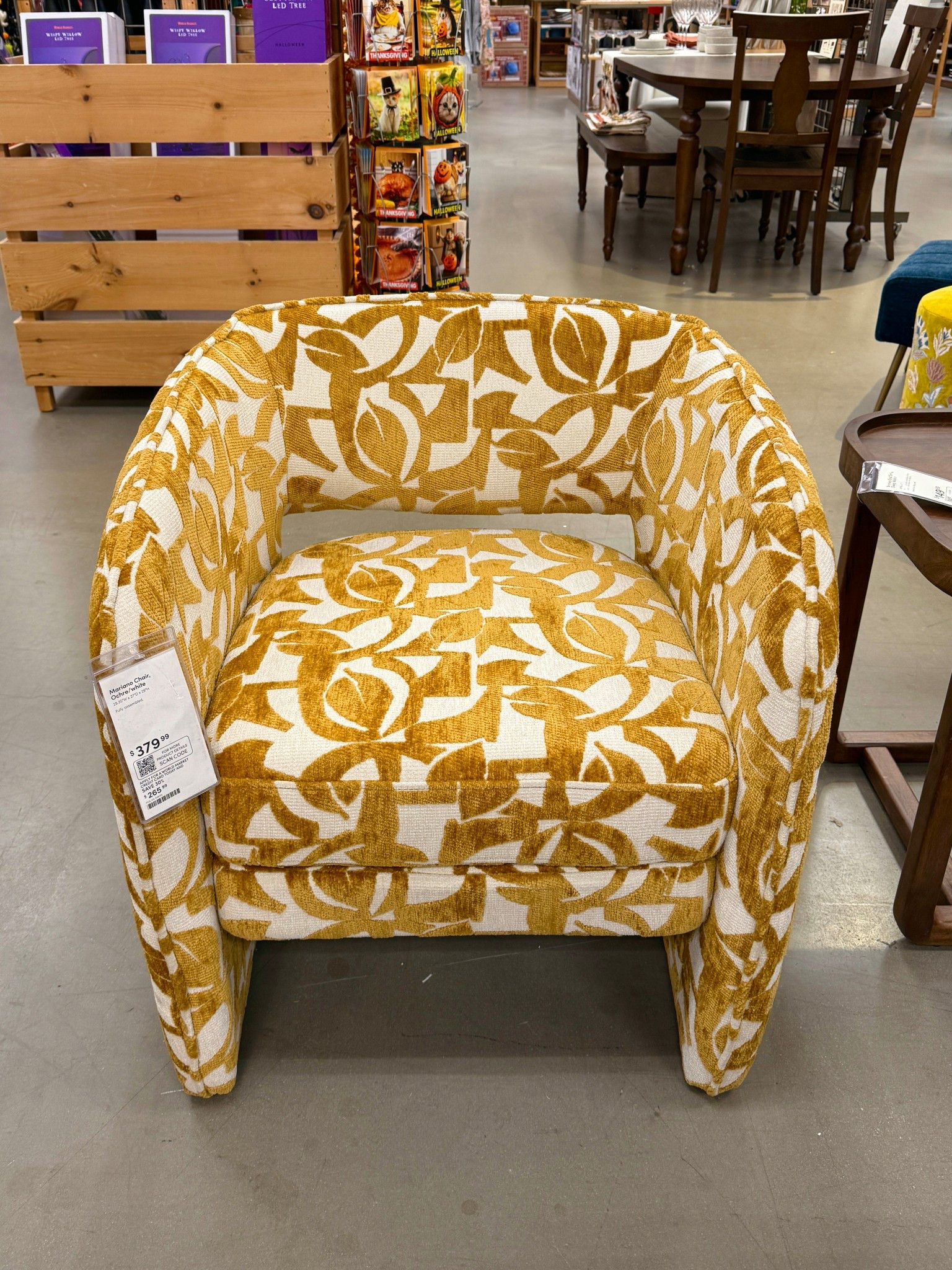 Such a fun accent chair! 💛 The Mariano Curved Cutout Back Upholstered Chair combines modern curves with cozy comfort—stylish from every angle. The snazzy yellow-and-white print adds a playful pop of color, making it the perfect statement piece! 🌼Linked this beauty plus other bright + bold chairs to bring personality to your space! ✨ #HomeDecor #AccentChair #FurnitureFinds

#LTKHome #LTKFallSale #LTKStyleTip