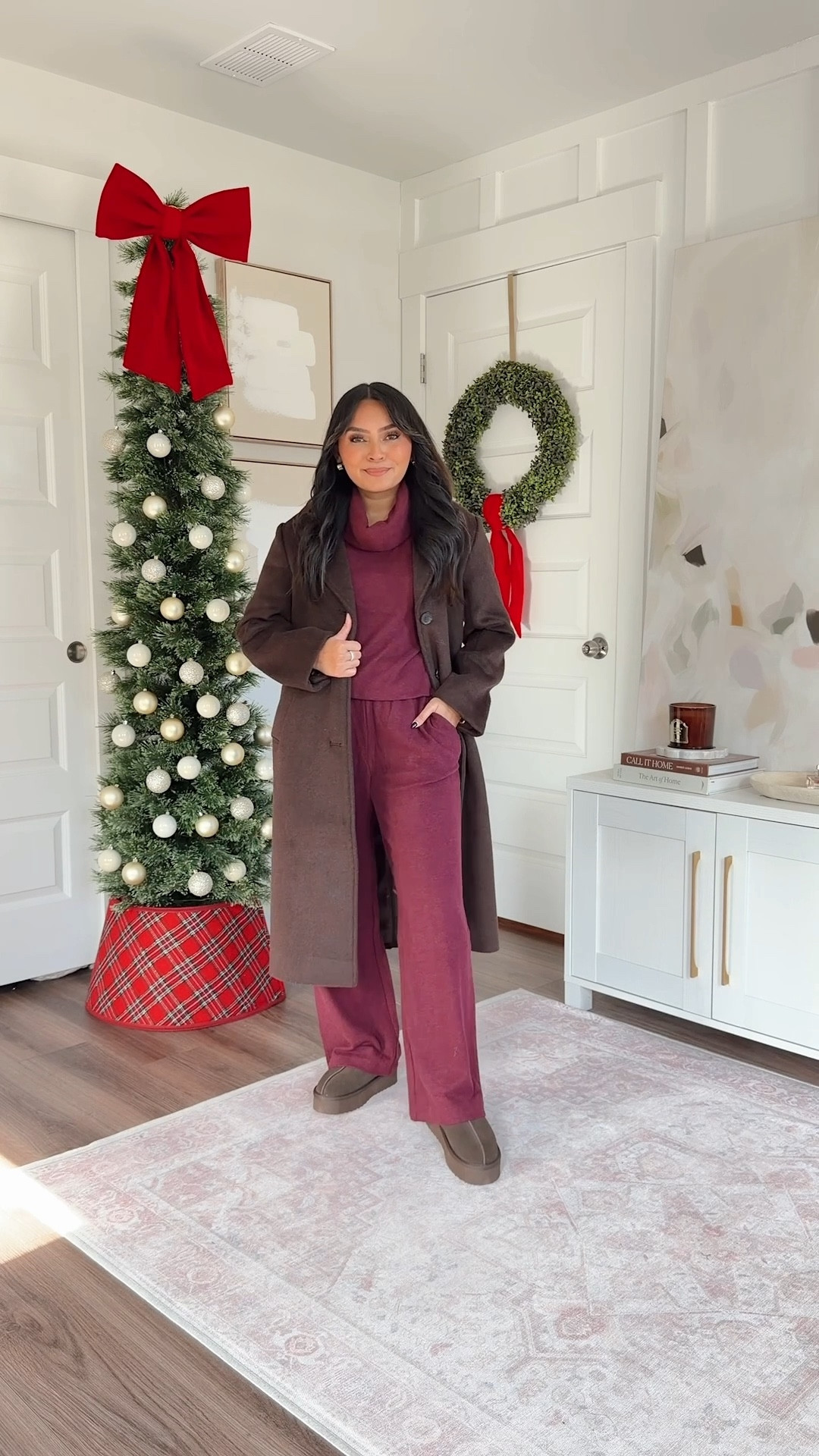 Heather burgundy pullover size xxs TTS
Heather burgundy straight leg sweat pants size small petite TTS
Dark coffee brown coat size xs petite TTS
Dark brown slippers size 5 TTS

#LTKPetite #LTKTravel #LTKSaleAlert