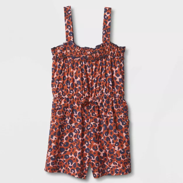 Toddler Girls' Animal Print Smocked Romper - Cat & Jack™ Brown | Target