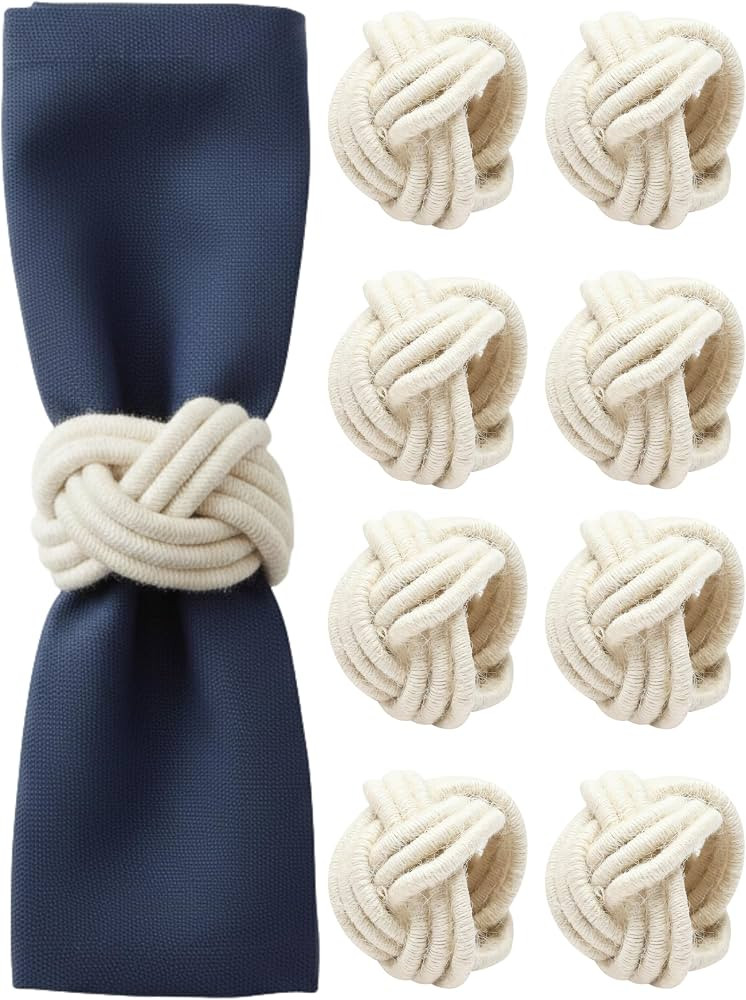 ALPHA Living HOME 8 Pcs Jute Napkin Rings Decorative Napkin Holder Serviette Buckles for Wedding ... | Amazon (US)