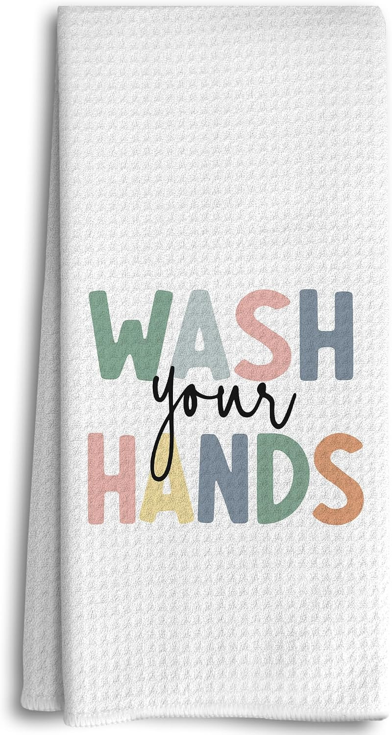 Kids KidBathroom Decor, Kids Hand Towels, Kids Bathroom Accessories, Little Girls Boys Bathroom Kitchen Decor forKids, Wash Your Hands Boho Nursery Dish Towels Tea Towels for Kitchen Bathroom | Amazon (US)