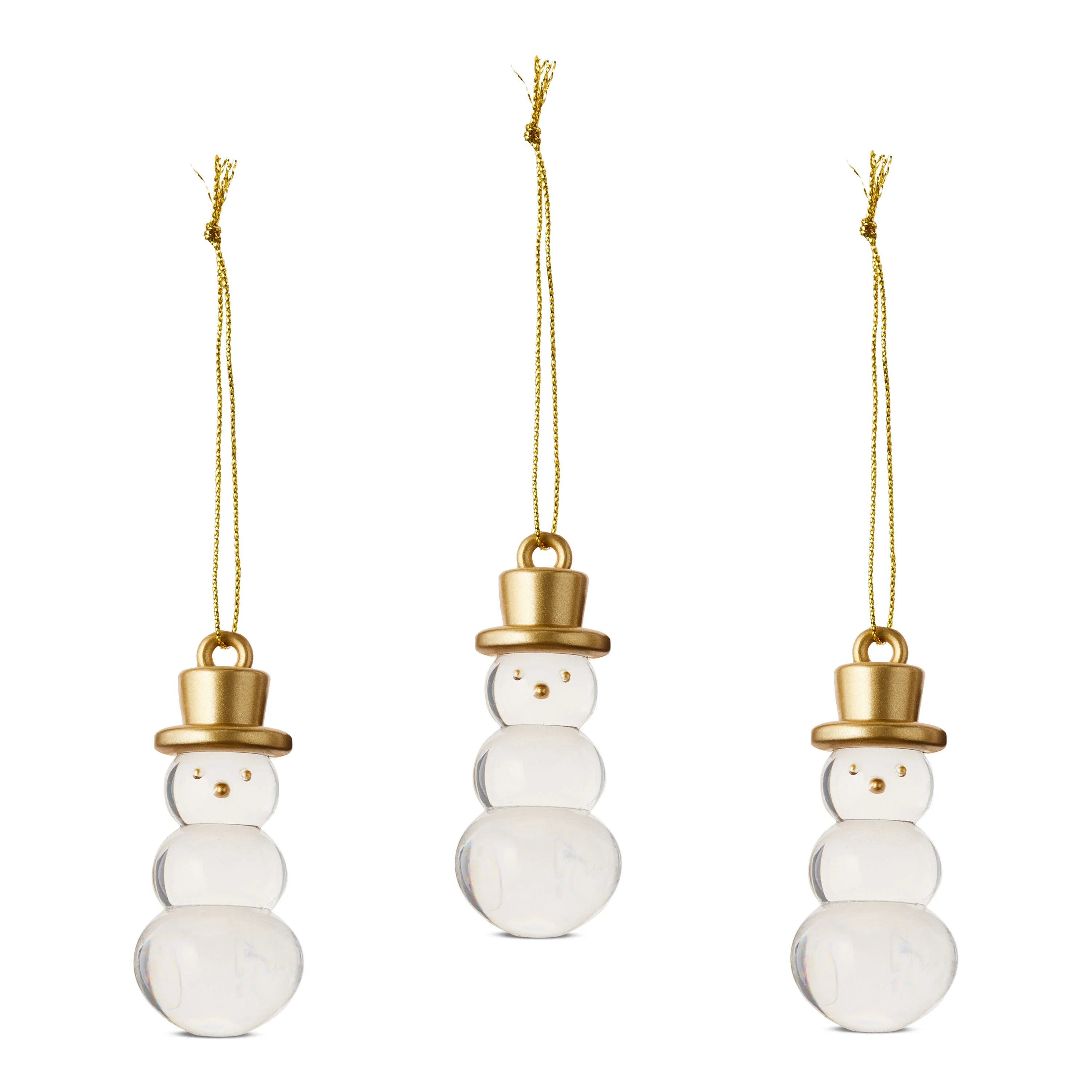 Clear and Gold Mini Snowman Ornaments, 4 Count, by Holiday Time - Walmart.com | Walmart (US)