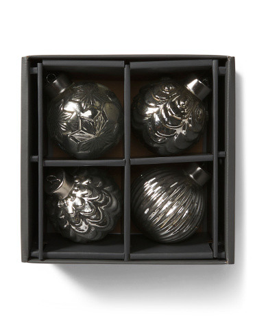 4pc 4in Led Glass Ornament Set | TJ Maxx