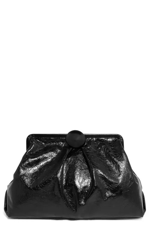 AIMEE Extra Large Full Circle Frame Clutch in Black Crinkle at Nordstrom | Nordstrom