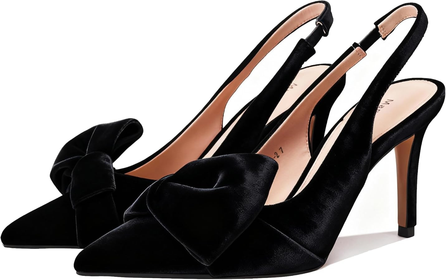 Women's Slingback Heels with Bow Pointed Toe Pumps with Elasticated Strap 3.3" High Heels for Eve... | Amazon (US)