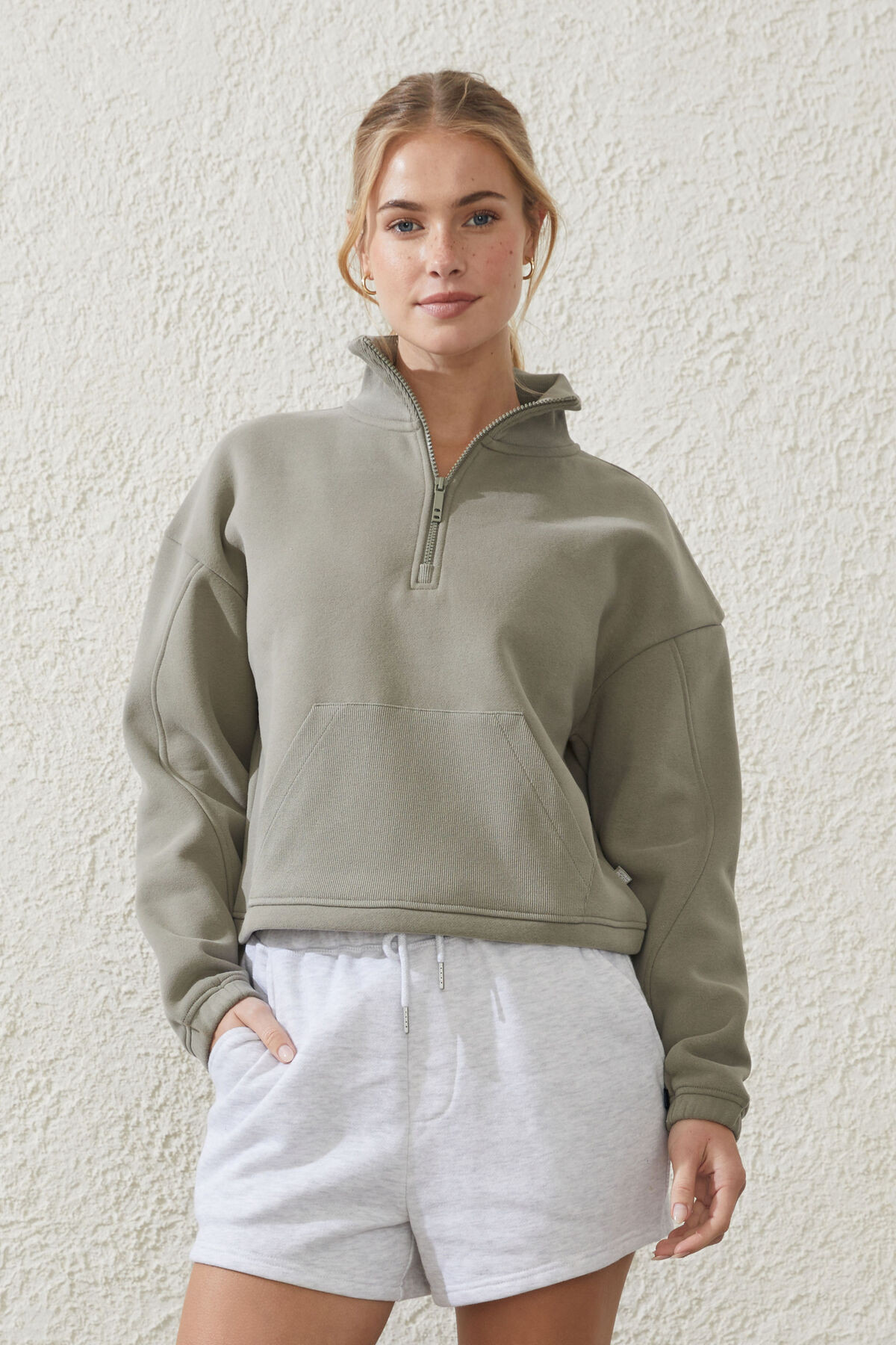 Plush Rib Cropped Half Zip Jumper | Cotton On (US)