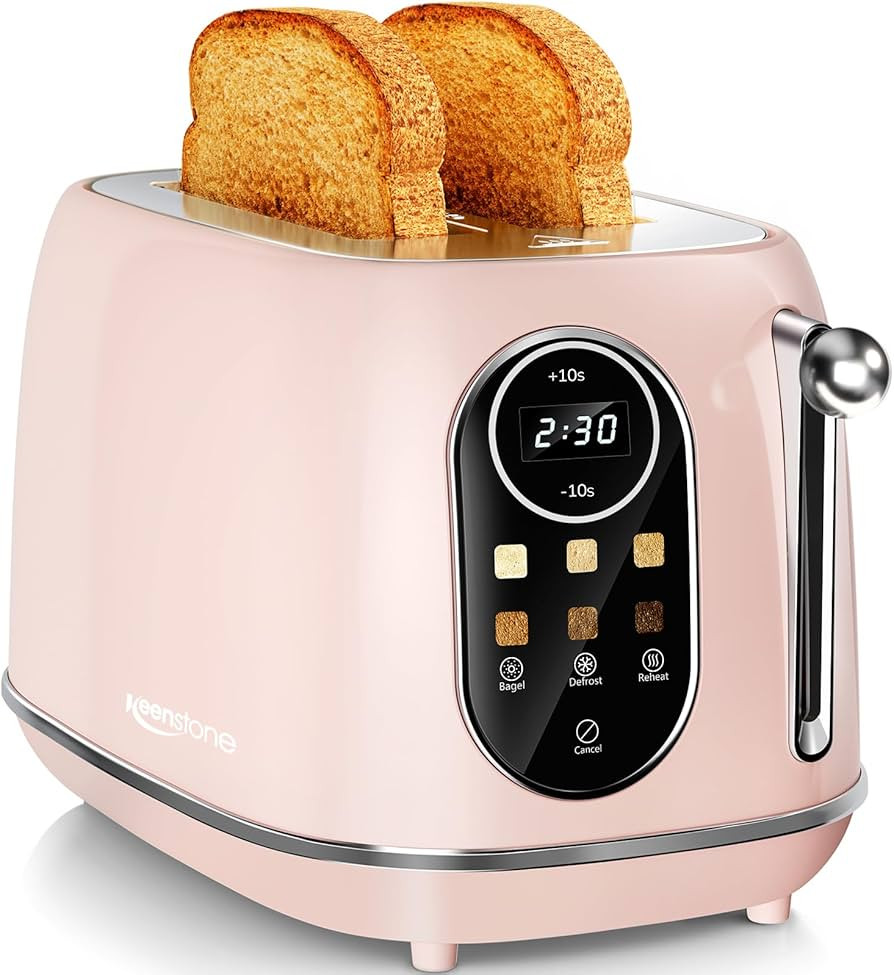 Keenstone Smart Touch Screen Toaster 2 Slice, Retro Wide Slot Stainless Steel Toaster with 6 Brow... | Amazon (US)