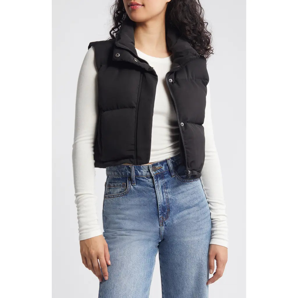 Thread & Supply Crop Puffer Vest in Black at Nordstrom Rack, Size Large | Nordstrom Rack