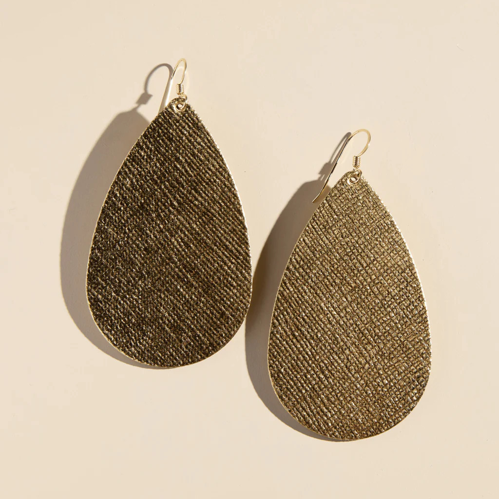 Gold Leaf Teardrops | Nickel and Suede