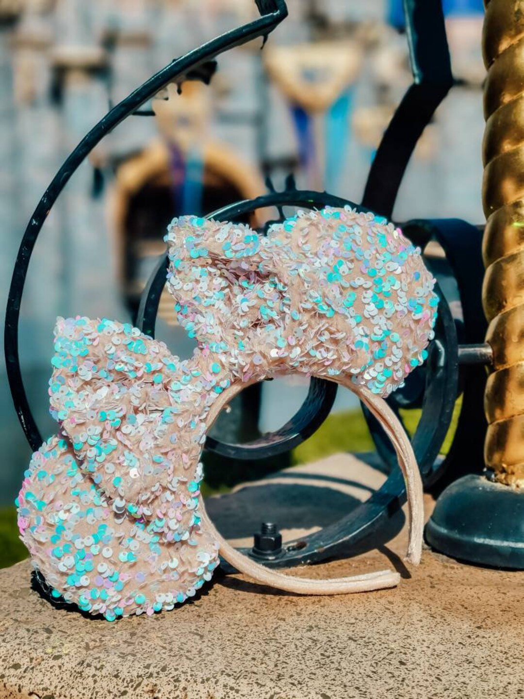 Blush Iridescent Velvet Sequin Mouse Ears | Etsy (US)