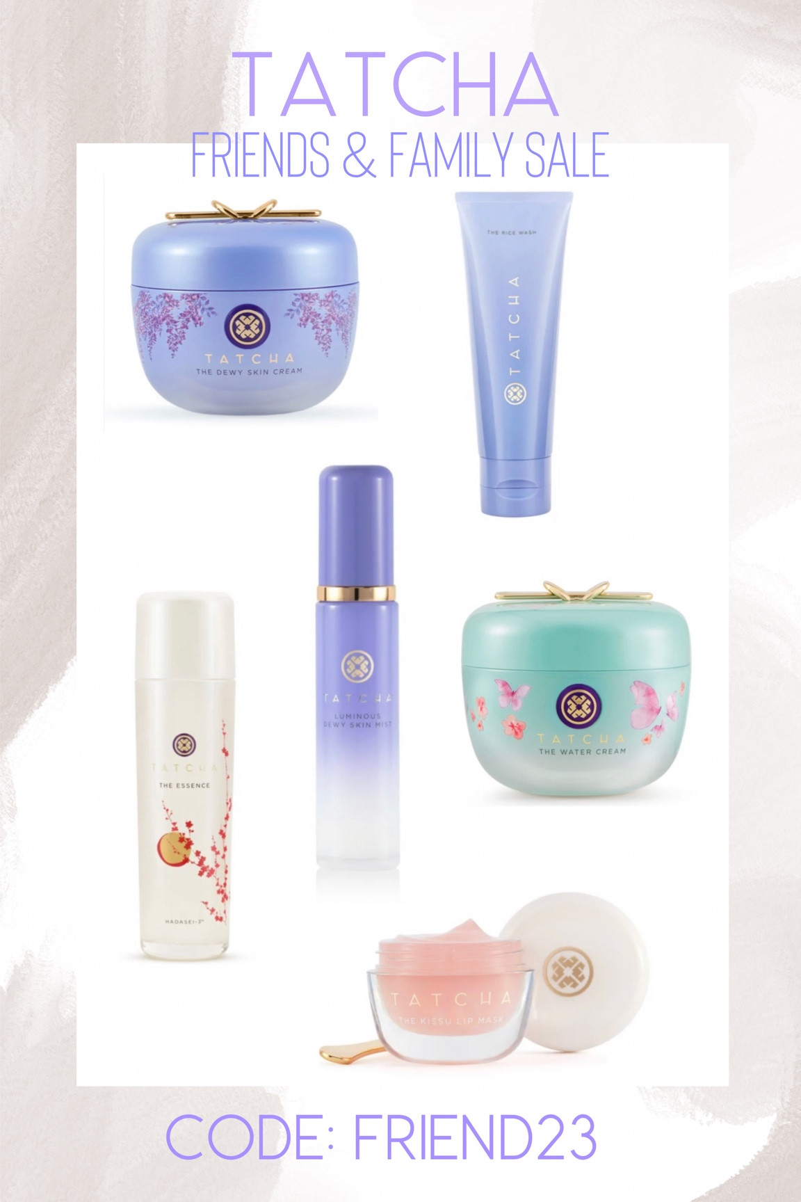 One of my favorite skincare brands - Tatcha -  is having a friends & family sale on their site! Use code FRIEND23 for 20% off. 

I swear by their dewy skin cream & their rice wash cleanser. 


#LTKsalealert #LTKbeauty #LTKFind