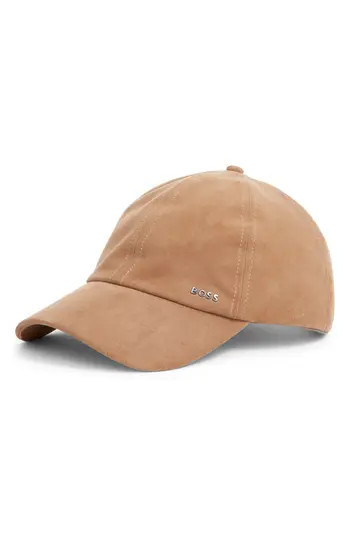 BOSS Zed Suede Baseball Cap in Beige at Nordstrom Rack | Nordstrom Rack