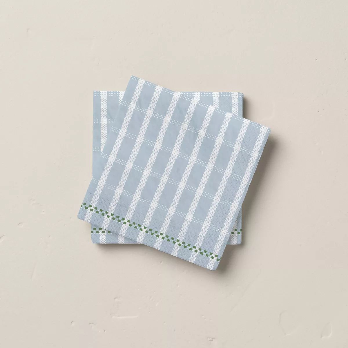 14ct Checkered Plaid Paper Beverage Napkins Cream/Light Blue/Green - Hearth & Hand™ with Magnol... | Target