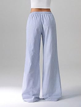ZAFUL Casual Pants for Women, Pajama Pants Stripe Home Pants Palazzo Drawstring Waist Straight Le... | Amazon (US)
