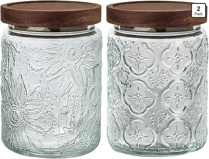 Vintage Glass Jar with Lid Airtight Candy Coffee Canister Food Storage Set | Amazon (US)