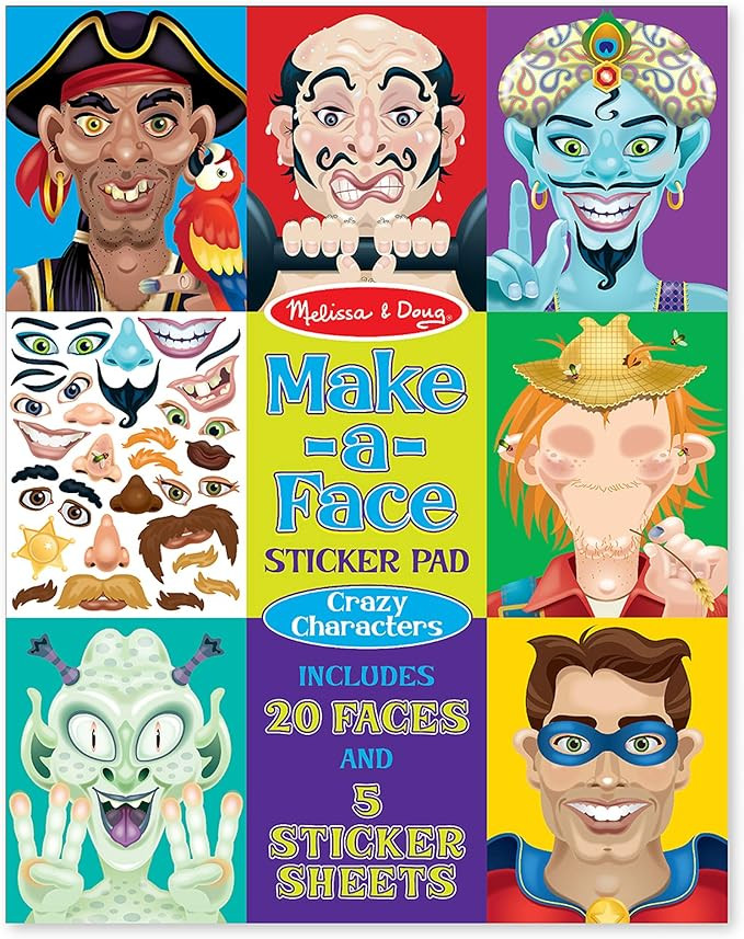 Melissa & Doug Crazy Characters Make-a-Face Sticker Pad | Amazon (US)