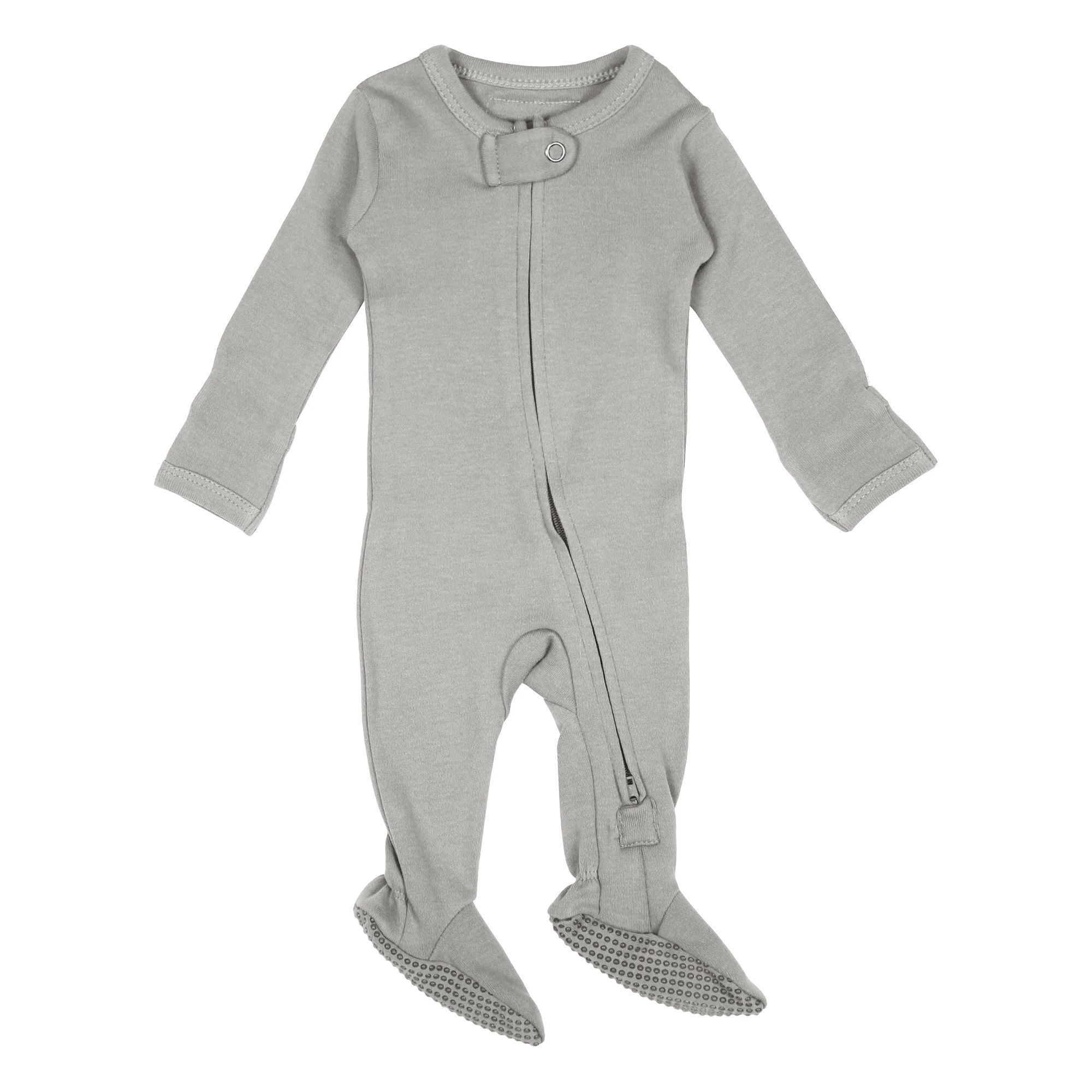 Organic Zipper Footie in Light Gray | L'ovedbaby