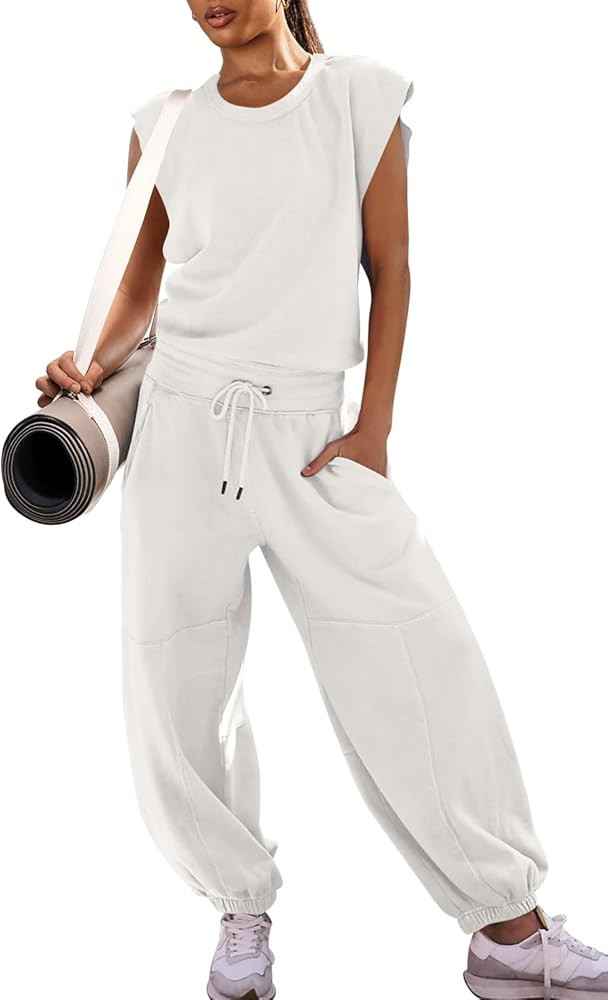 LAMISSCHE Womens Oversized Wide Leg Jumpsuit with Pockets Elastic Waist Workout Onesie Romper Open B | Amazon (US)