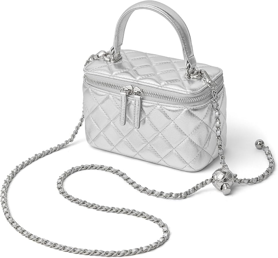 DORIS&JACKY Small Quilted Box Crossbody Purse For Women, Designer Lambskin Leather Mini Top Handl... | Amazon (US)