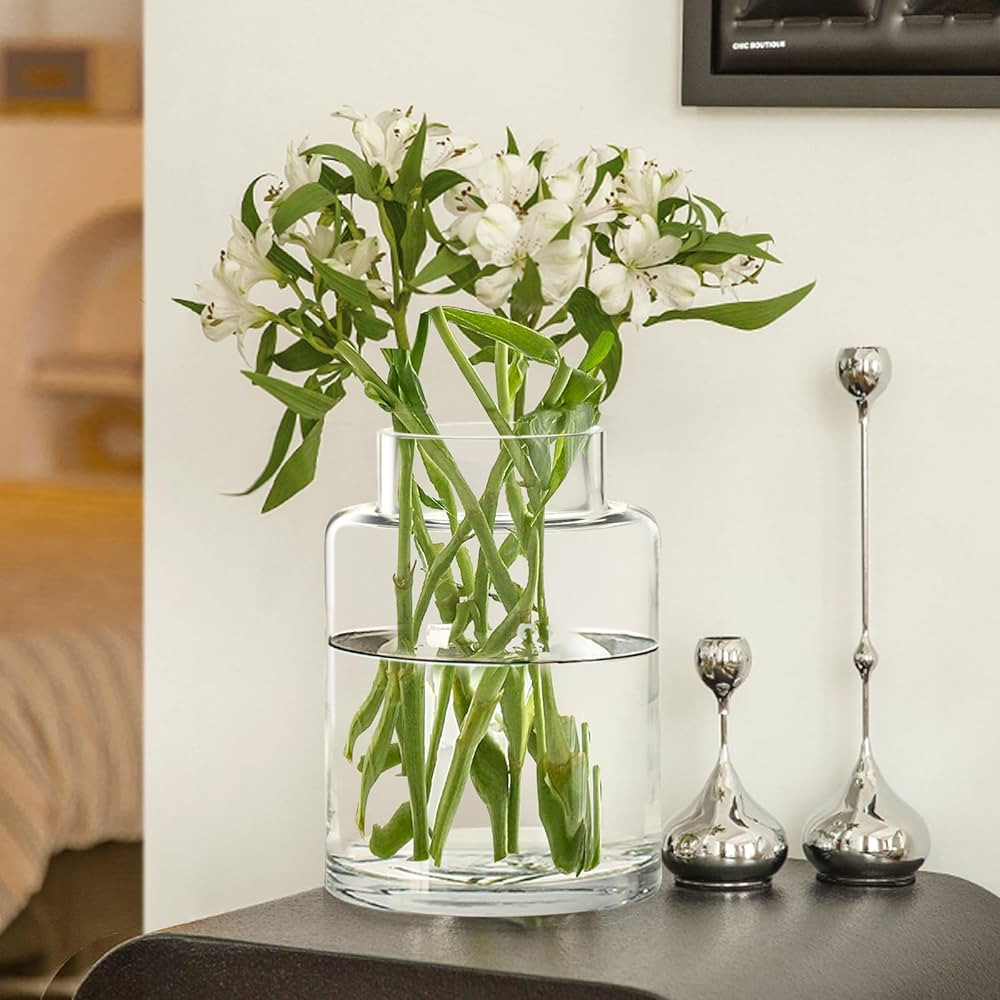 Clear Glass Vases Flower Vases for Centerpieces 9" Large Glass Cylinder Vase for Home Wedding Par... | Amazon (US)
