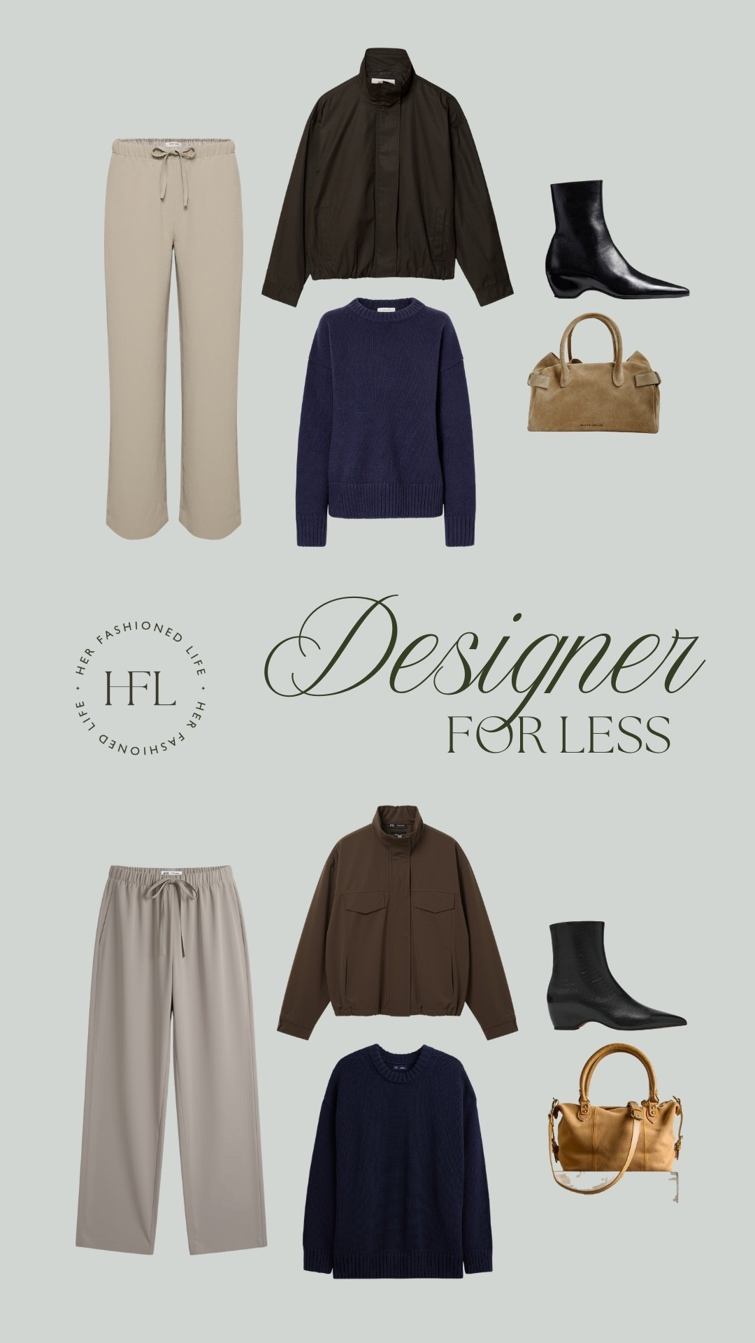 Designer for less -Aritzia lodge pant -navy boxy crewneck -chocolate brown funnel neck jacket -suede handbag -black ankle boots

#LTKOver40 #LTKSeasonal #LTKootd