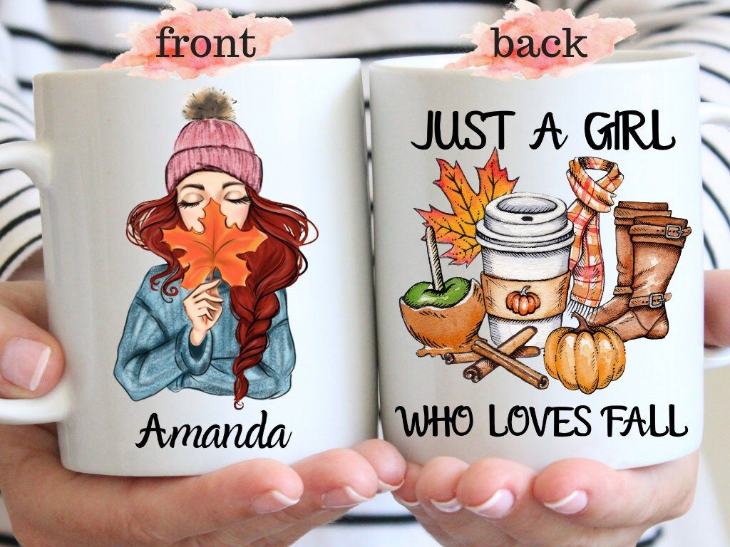 Just A Girl Who Loves Fall Coffee Mug, Custom Best Friend Gifts, Autumn Mug, Pumpkin Spice Mug, H... | Etsy (US)