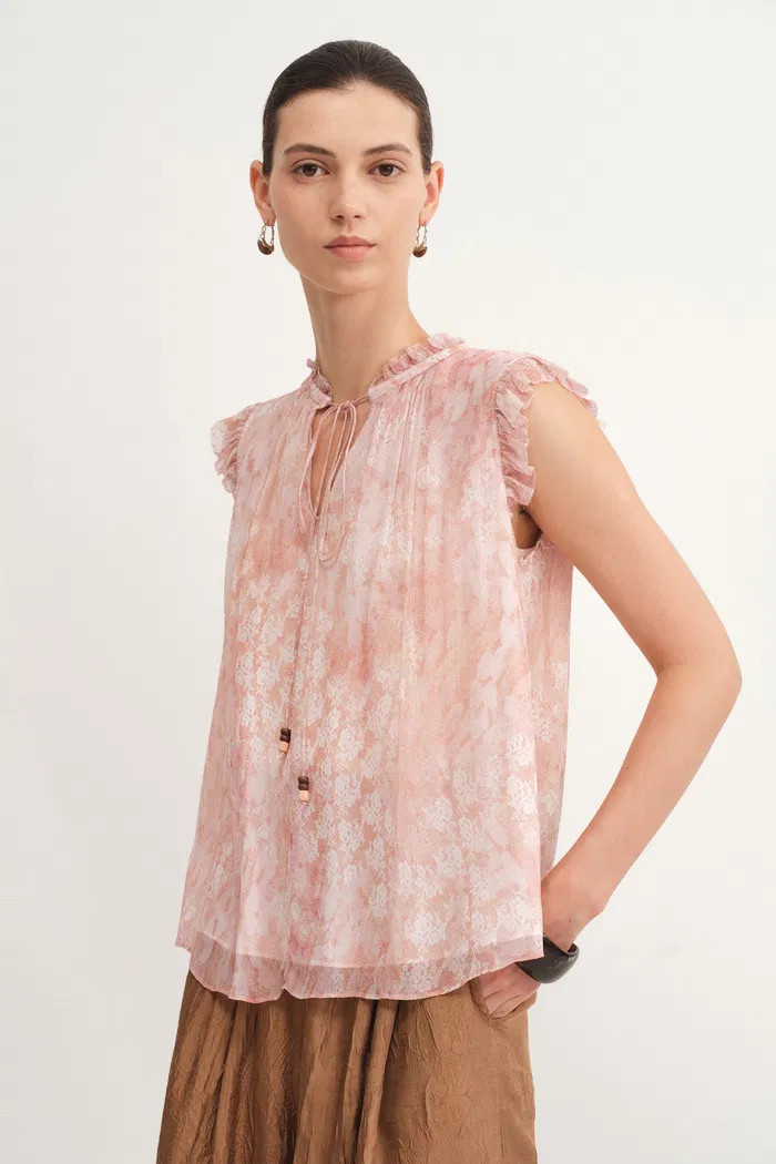 Gracia Printed Sleeveless Blouse in Crepe Georgette | Fabrique