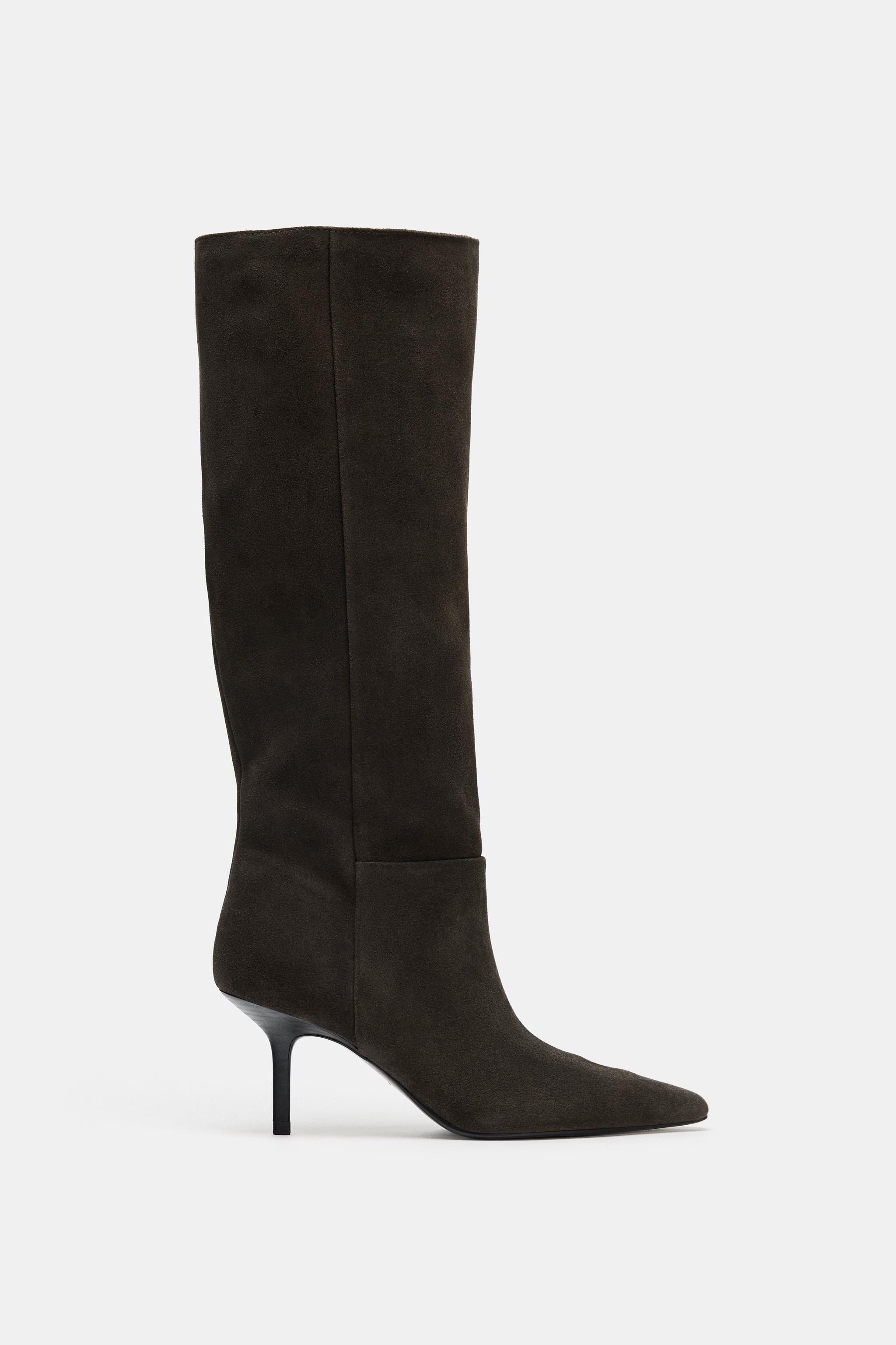 SPLIT SUEDE HEELED BOOTS | Zara US