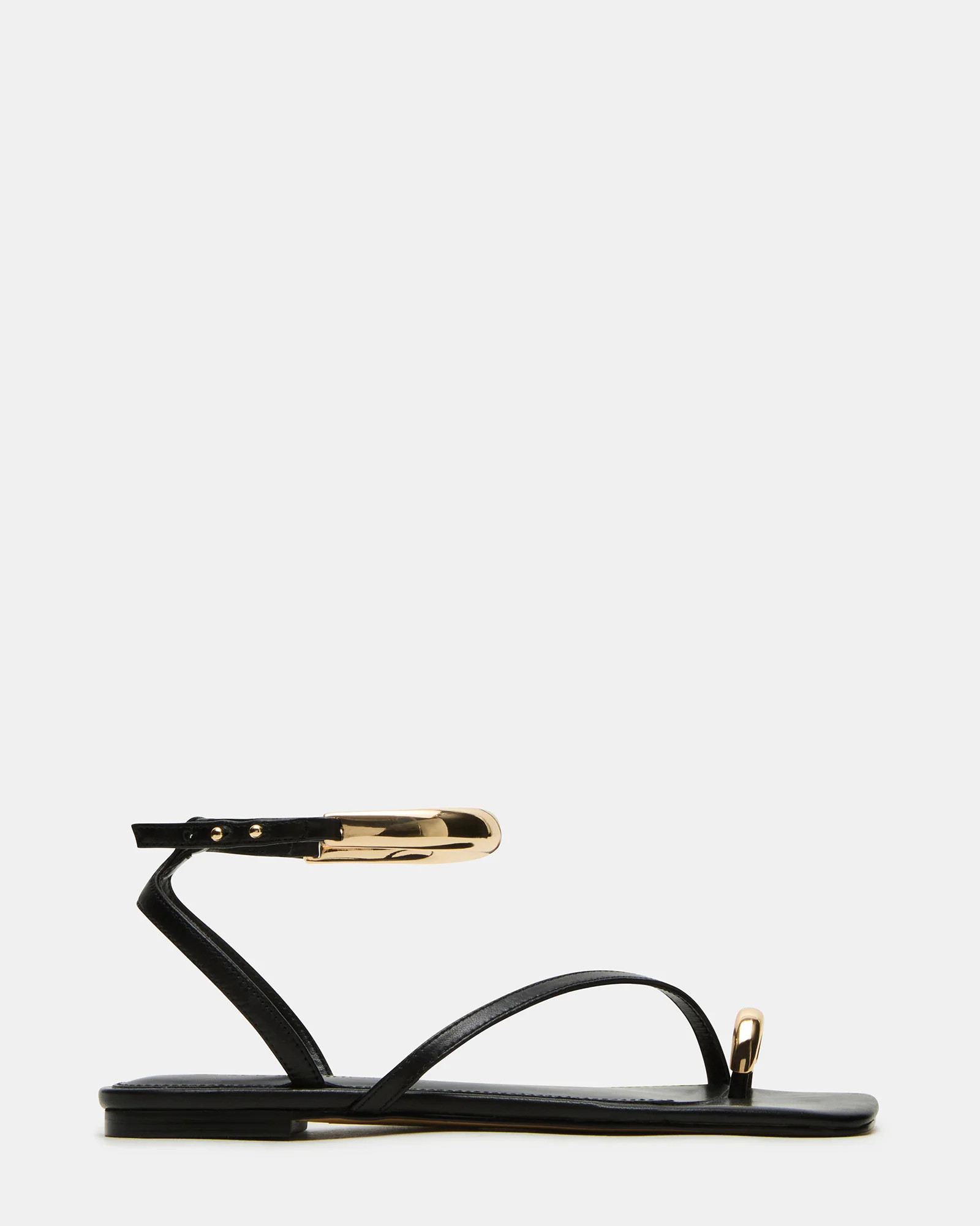 ODYSSEY Black Leather Strappy Square-Toe Women Sandal | Steve Madden (US)