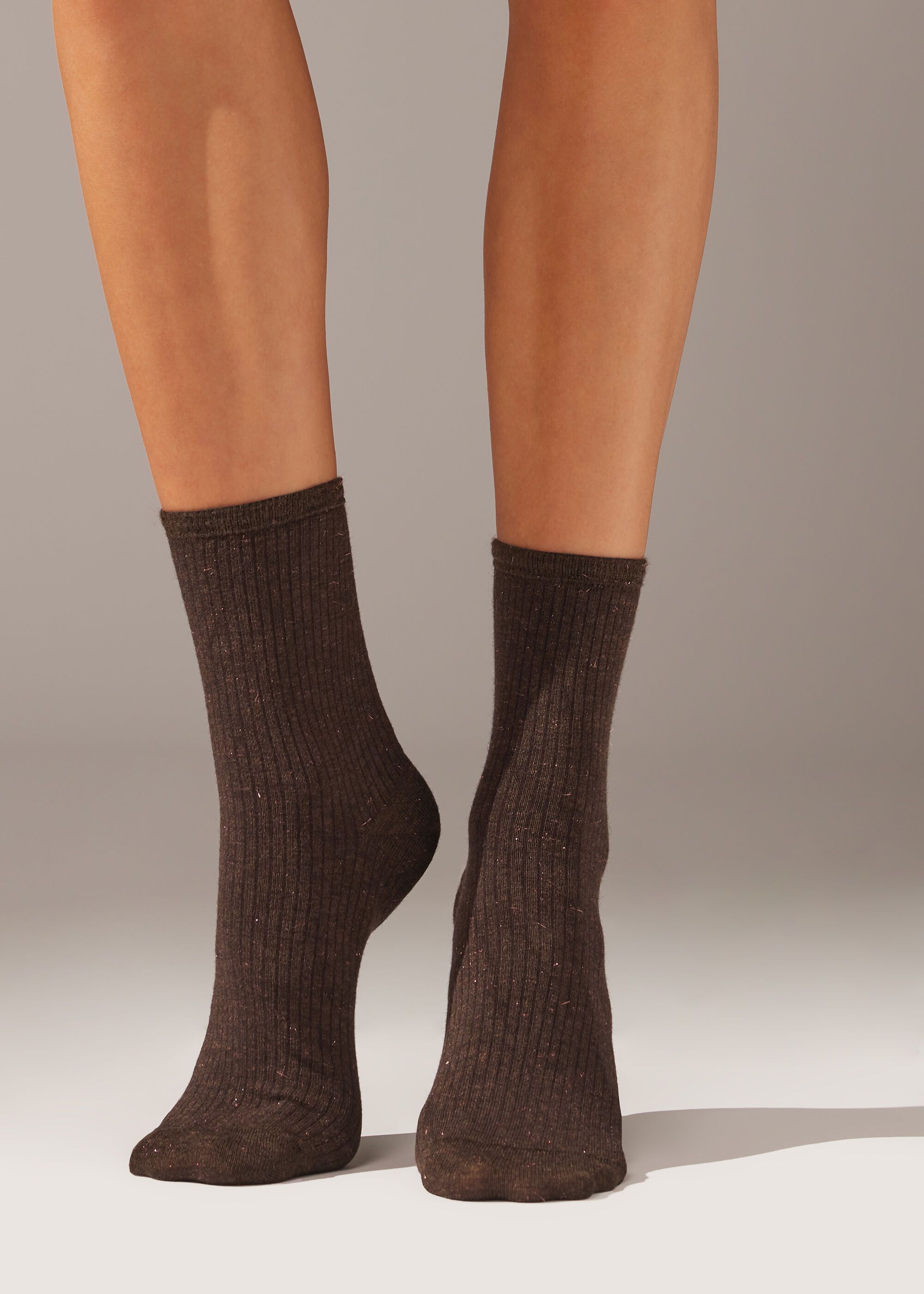 Ribbed Cashmere Blend Short Socks with Glitter | Calzedonia US