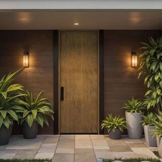 Blanq 34 in. x 96 in. Right Inswing Mahogany Wood Flush Panel Modern Single Front Door Kit with Quick Assemble Jamb | The Home Depot