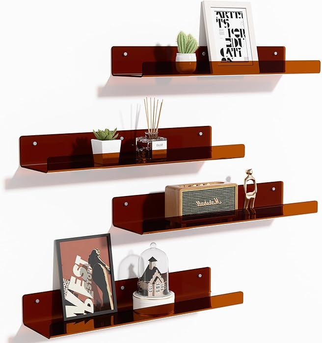 upsimples Acrylic Shelves for Wall Decor, 15" Display Shelf Perfume Organizer for Bathroom, Bedro... | Amazon (US)