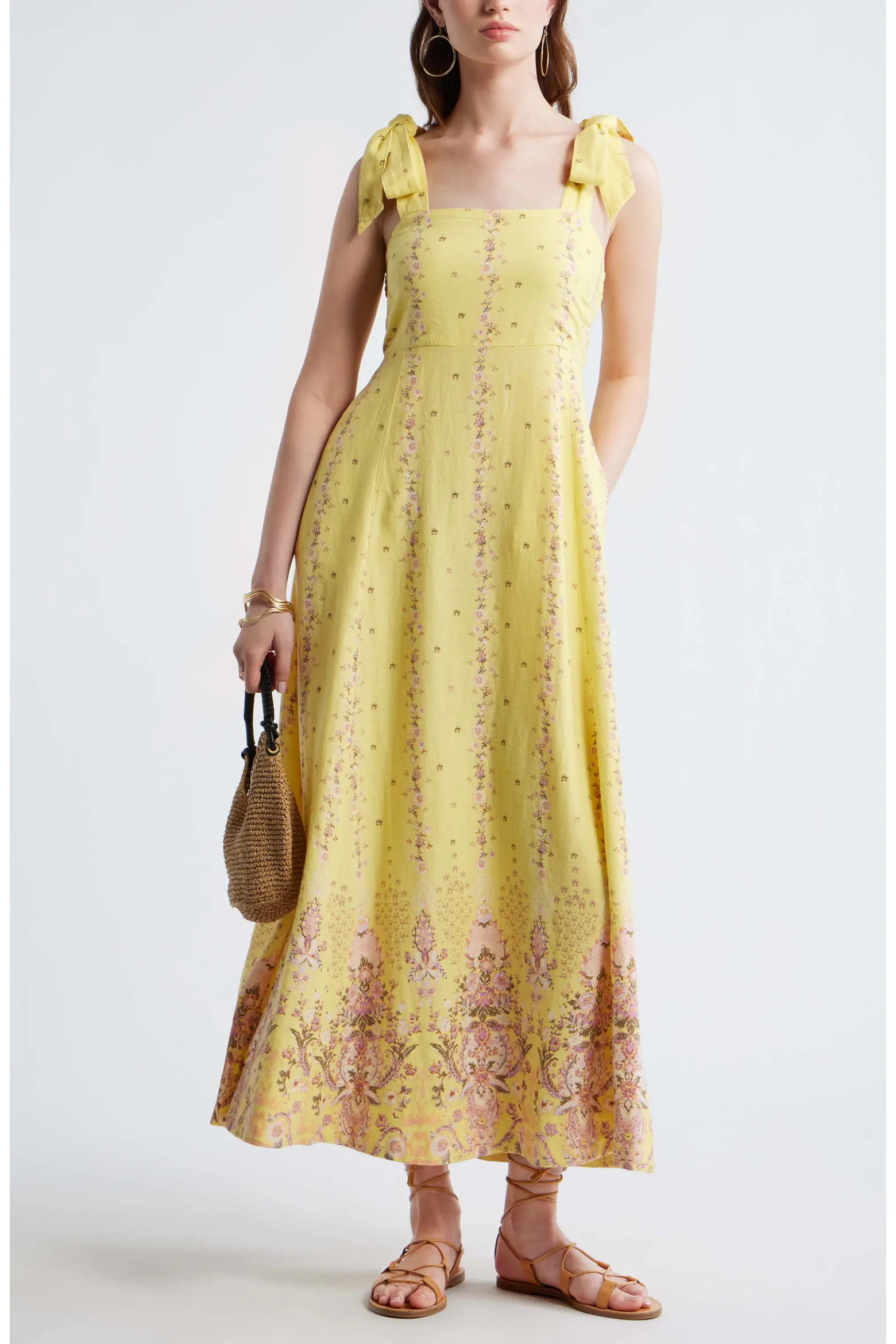 Floral Linen Blend Maxi Sundress (Women) | Nordstrom | Nordstrom