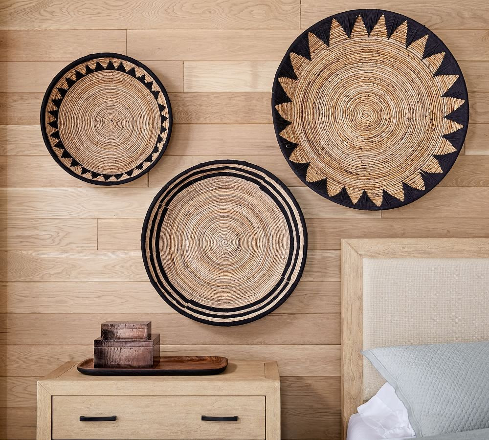 Sunny Handwoven Basket Wall Art - Black | Pottery Barn (US)