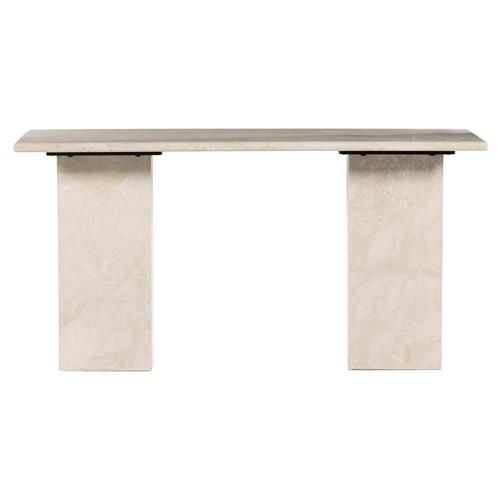 Govinda French Country Cream Solid Marble Rectangular Desk | Kathy Kuo Home