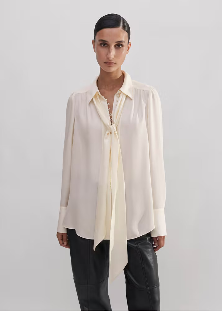 Silk Oversized Button Blouse + Tie Silk | ME+EM Global (Excluding US)