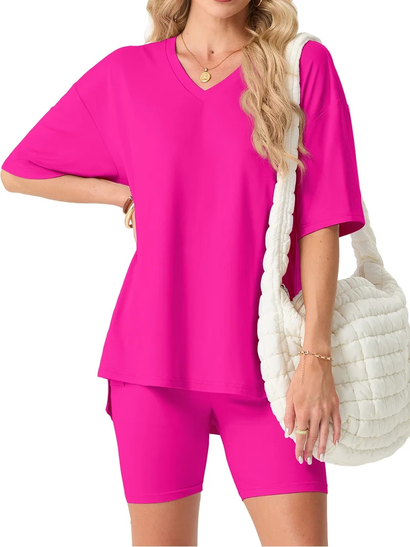 Cueply 2 Piece Sets for Women Summer Outfits Lounge Set Casual Matching Clothing Oversized T-Shir... | Walmart (US)