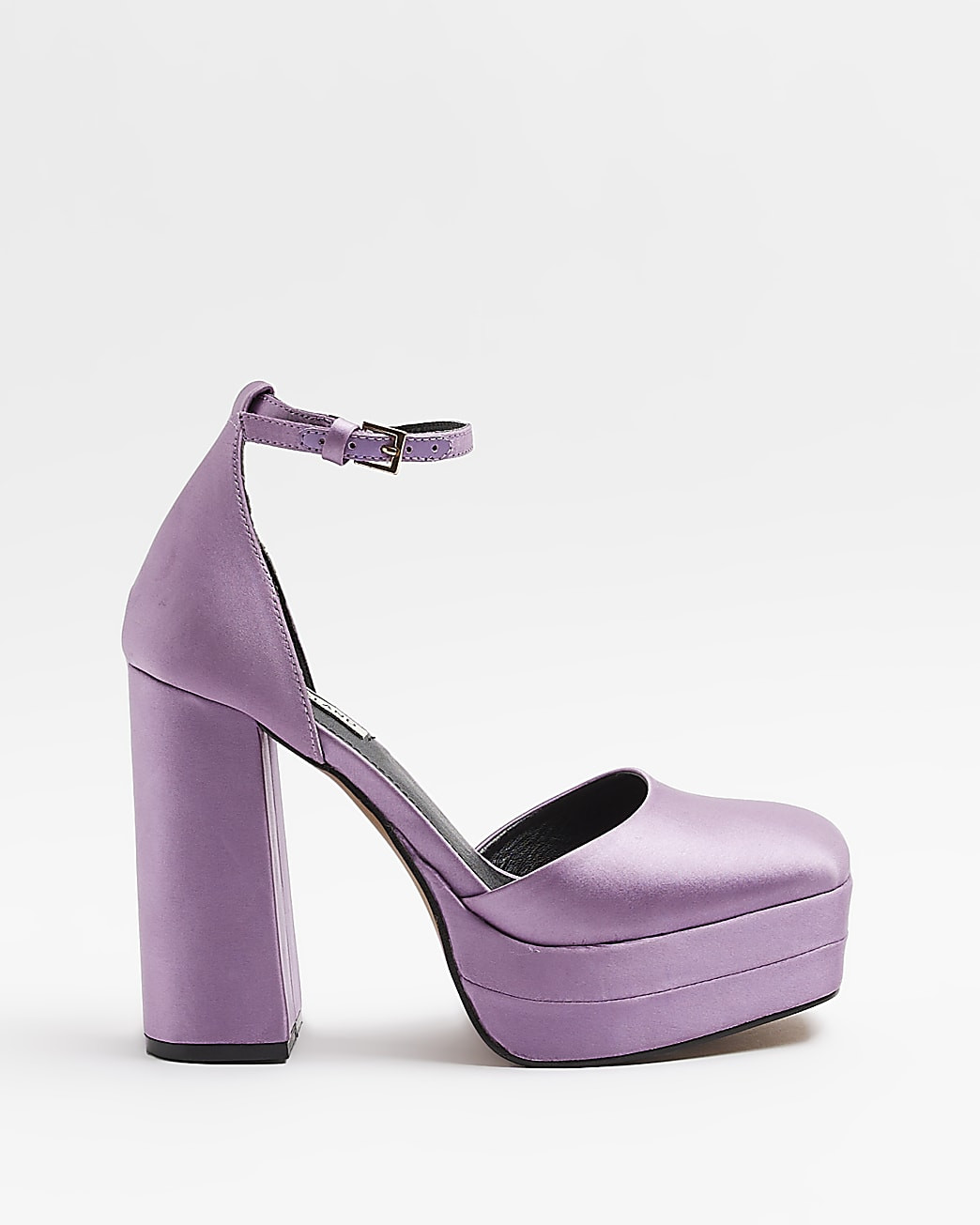 Purple satin platform heeled shoes | River Island (UK & IE)