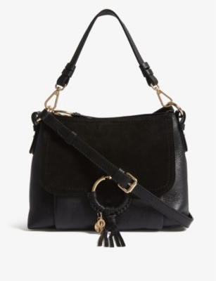 Suede front leather shoulder bag | Selfridges