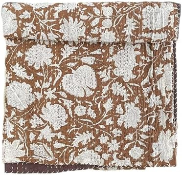 Hippie Floral Handblock Handmade Cotton Block Kantha Quilting Vintage Throw Blanket Hippie Queen/... | Amazon (CA)