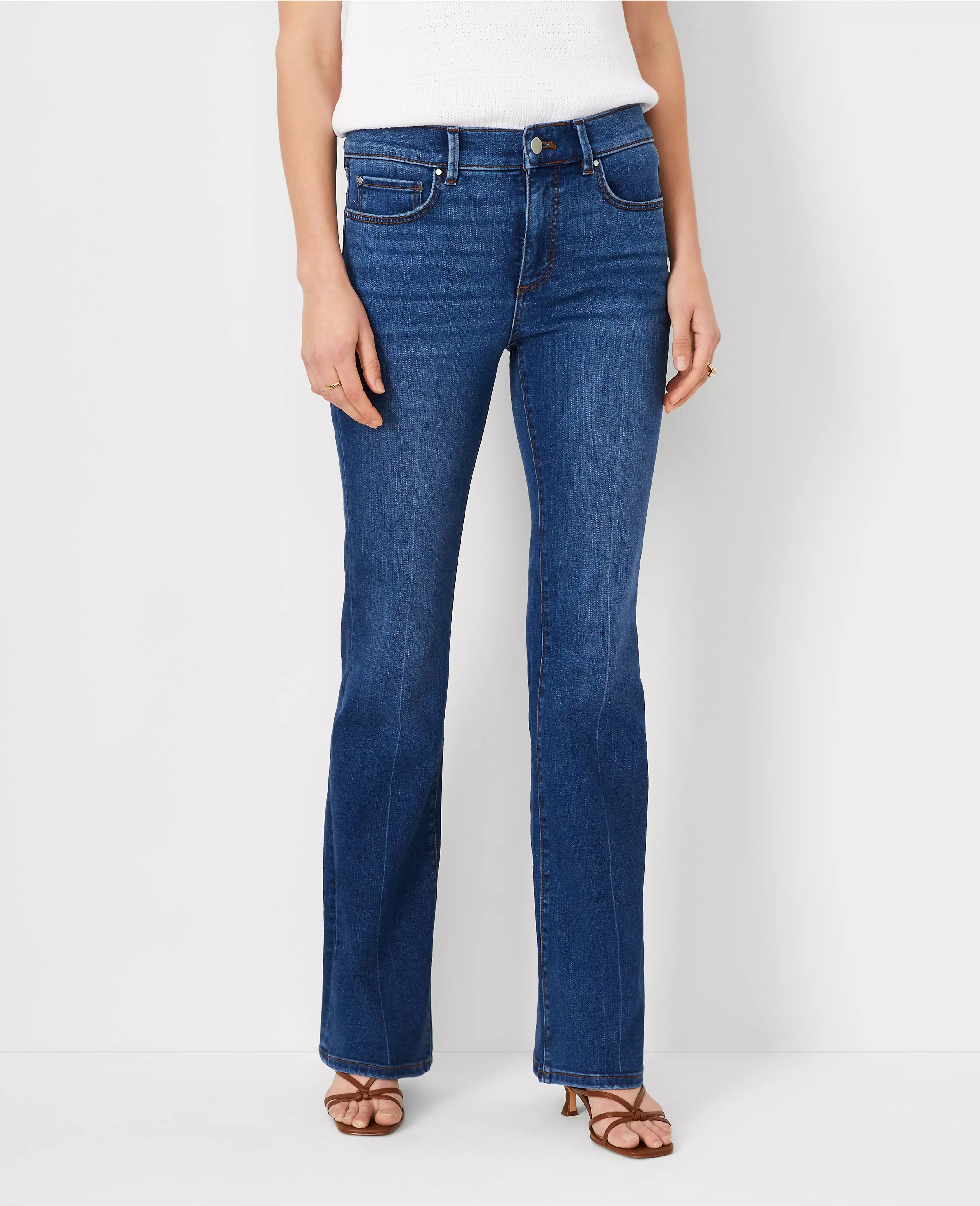 Mid Rise Boot Cut Jeans in Classic Mid Wash - Curvy Fit | Ann Taylor (US)