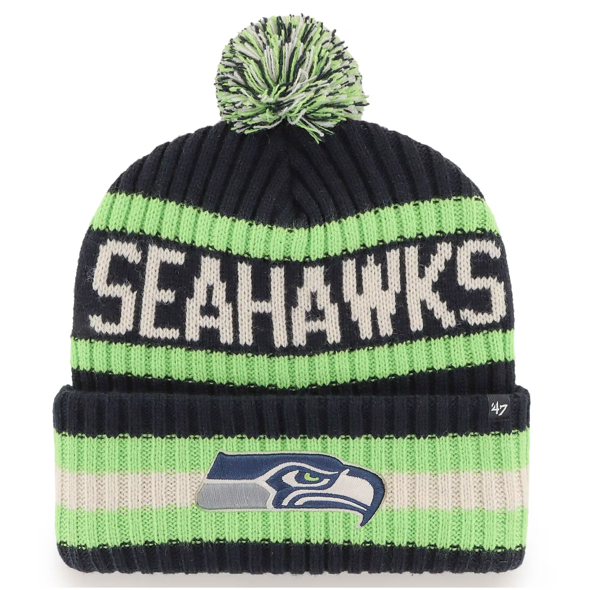 Men's Seattle Seahawks '47 College Navy Bering Cuffed Knit Hat with Pom | NFL Shop