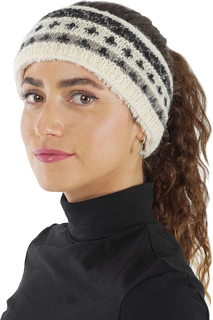 Tibetan Socks Hand Knit Wool Fleece Lined Headband | Amazon (US)