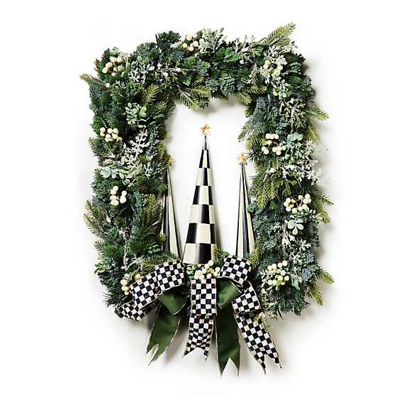 Farmhouse Holiday Illuminated Rectangle Wreath | MacKenzie-Childs