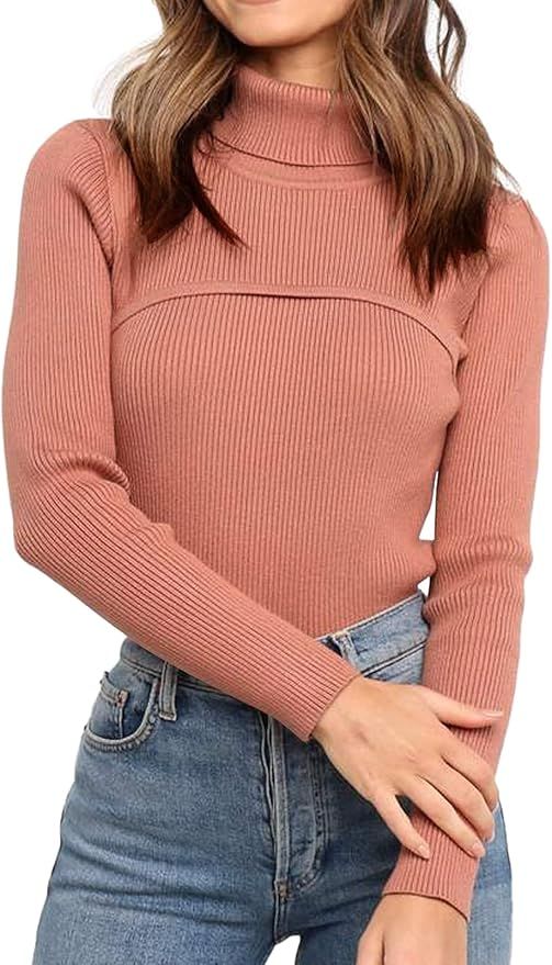 PRETTYGARDEN Women’s Turtleneck Knit Sweater Long Sleeve Soft Classic Fit Pullover Tops at Amaz... | Amazon (US)