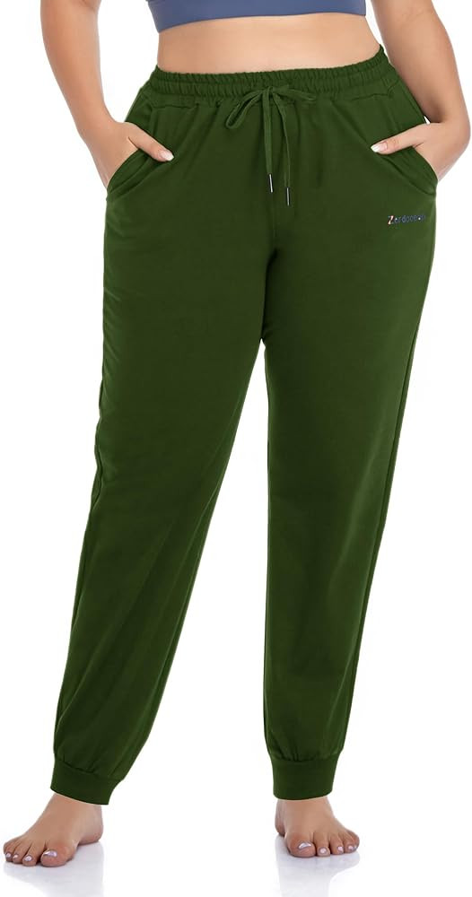 ZERDOCEAN Women's Plus Size Joggers Pants Active Sweatpants Tapered Workout Yoga Lounge Pants wit... | Amazon (US)