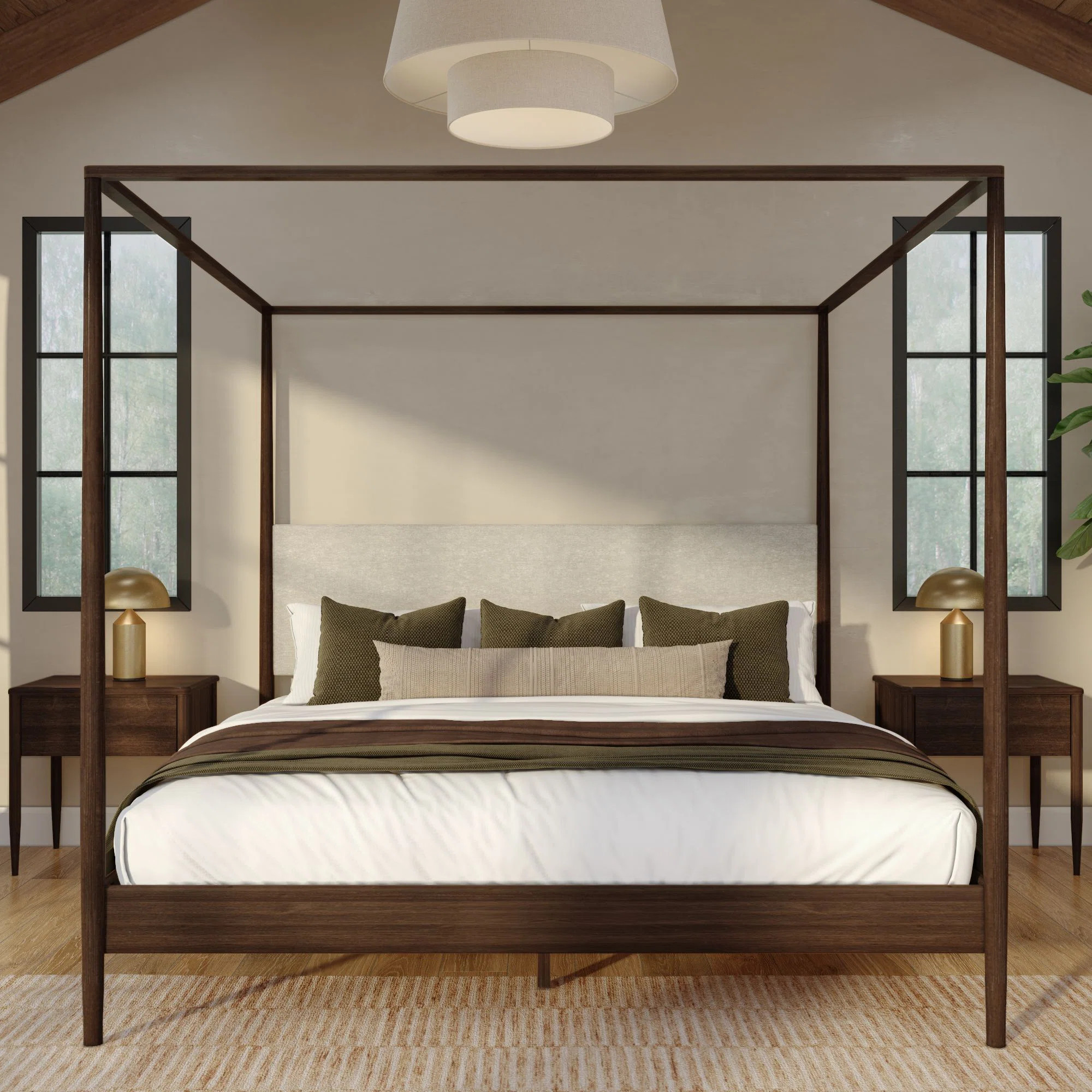 Harbor Canopy Bed with Upholstered Headboard, | Wayfair North America